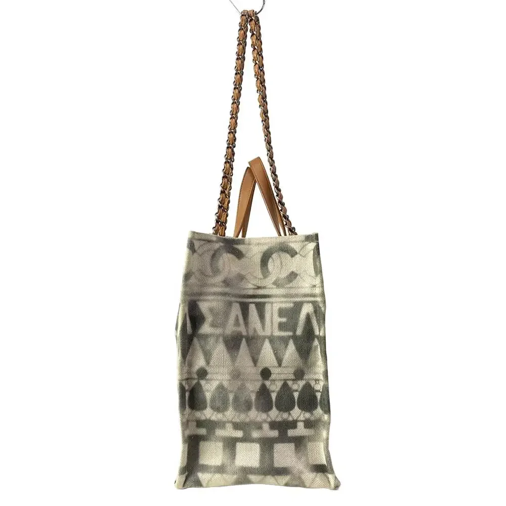 Chanel Coco Perfume Print Chain Tote / Small Shopping Bag Tote Bag A91745 Cream